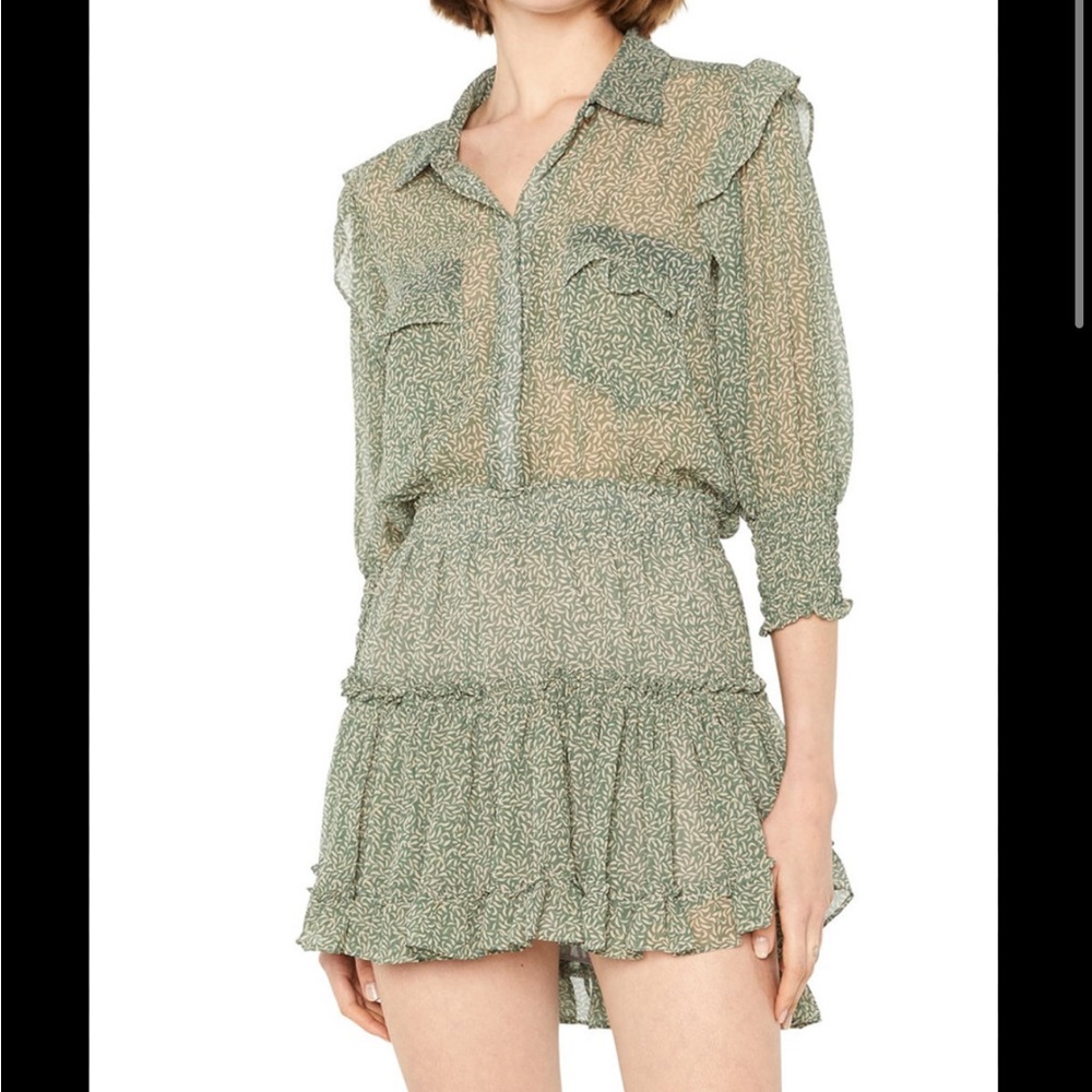 NWT Sage green print Misa Los Angeles Lillian mini dress xs